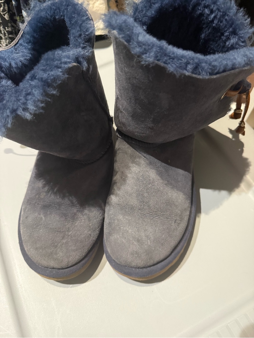 UGG Women's Midnight Blue Suede Shearling Boots